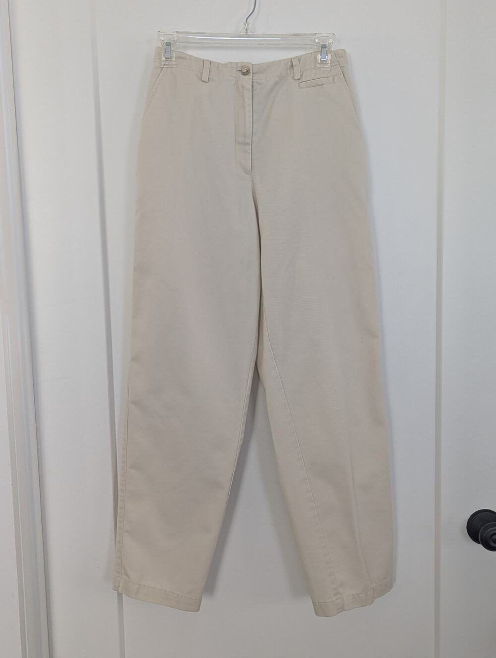 Talbots Womens Chino Pants Size 6 Beige Tan Elastic Back High Rise Cotton